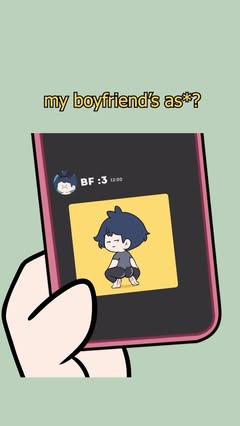 Reel cover: a phone showing a chat from BF with a drawing of Blue. Caption: my boyfriend's as*?